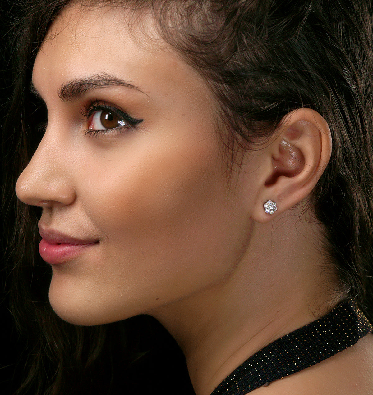 Lab Diamond Cluster Flower Earrings 0.25ct set in 9K White Gold